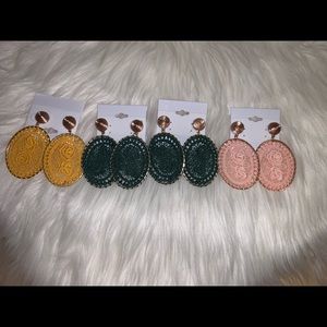 NEW & UNUSED sewed rose earrings ✨